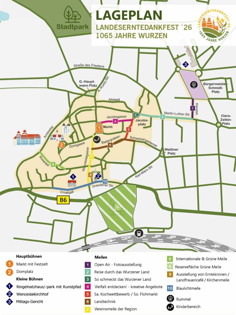 Lageplan des Festgeländes zum Landeserntedankfest 2026 in Wurzen